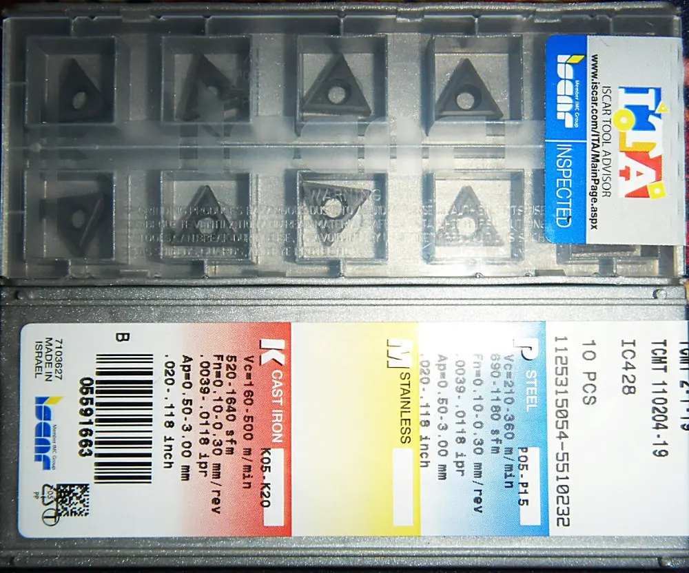 

ISCAR 10 PCS CARBIDE INSERT TCMT 110204-19 IC428