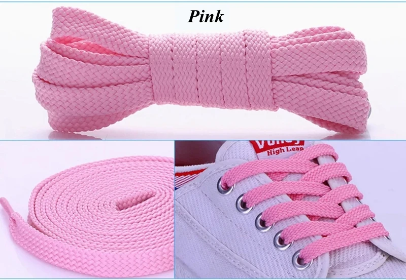 1 пара двойных плоских шнурков высокого качества из полиэстера шнурки Модные Спортивные Повседневные шнурки 28 цветов - Цвет: Pink