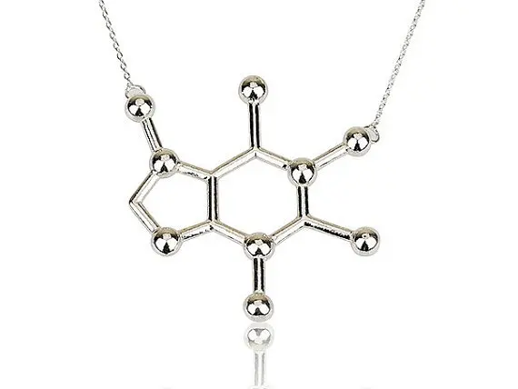 Jisensp новое простое кофеиновое ожерелье с дизайном «молекула» структура химия женское и мужское ожерелье маленькая подвеска длинная цепочка ожерелье N137
