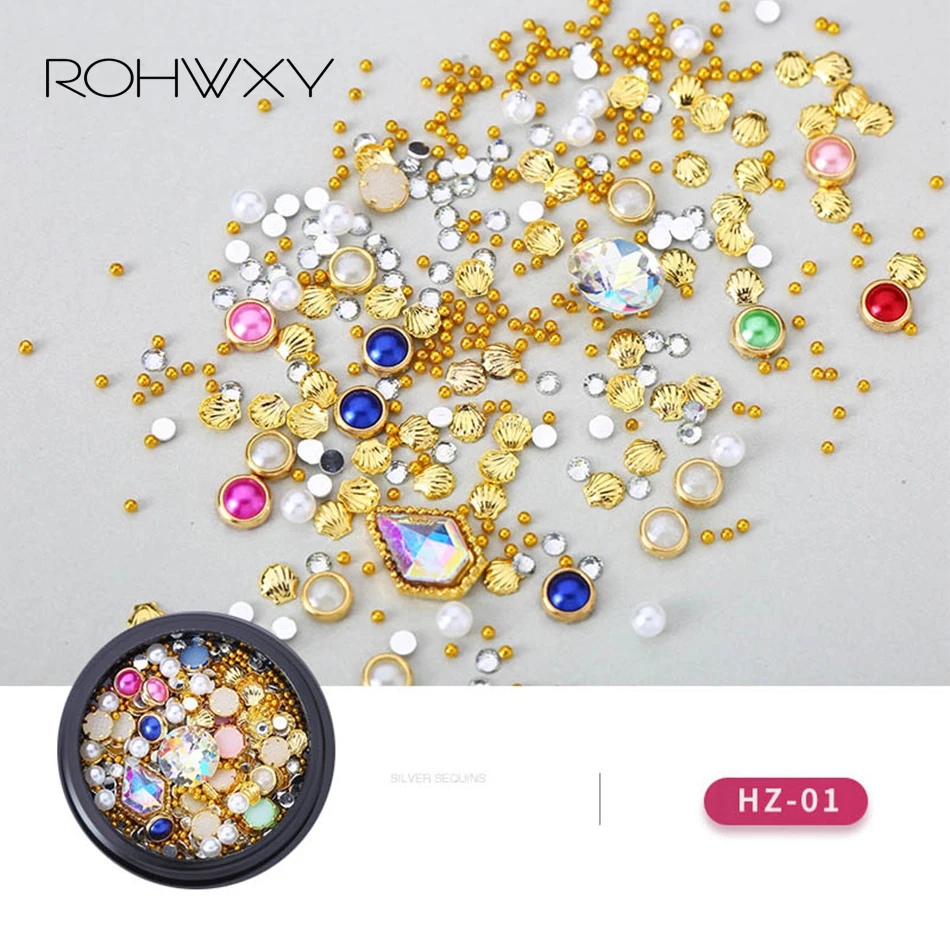 

ROHWXY Nail Art Decorations For Nail Design Charm Rhinestones Nails Accessories For Manicure 3D Nail Art Alloy Decor Sticker