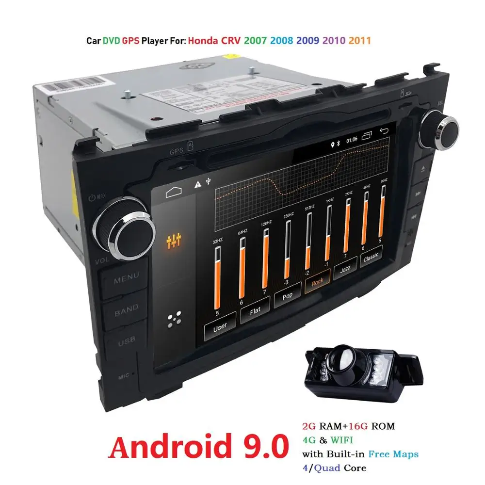 Android 9,0 HD 1024*600 автомобильный dvd-плеер радио для Honda CRV 2007 2008 2009 2010 2011 4G wifi gps навигация головное устройство 2 din 2GRAM