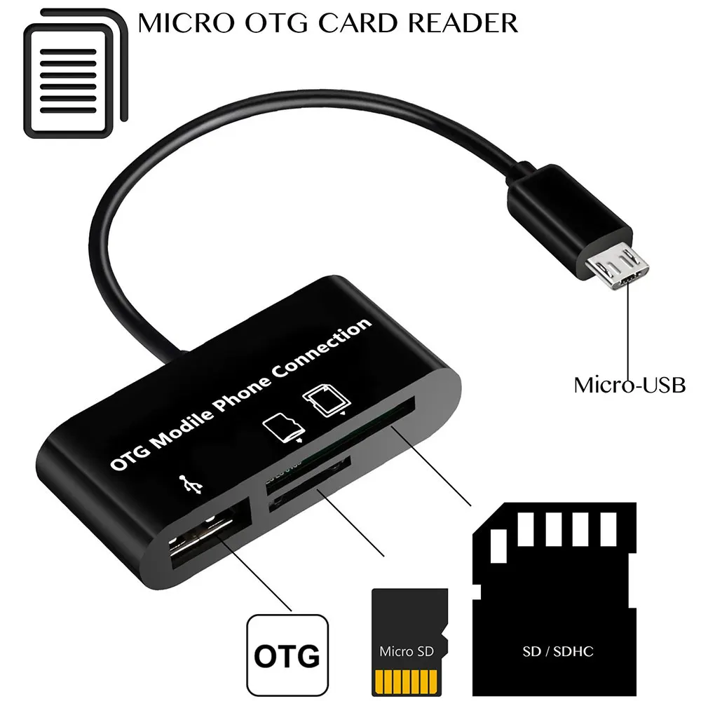 Ascromy 3 in 1 Micro USB OTG Host Adapter SD Card Reader for Xiaomi Redmi Note 5 6 Pro Samsung Galaxy S7 S4 S6 S3 Note 2 Tablet (4)