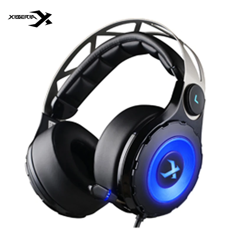 Xiberia T18 Gaming Headphones 7.1 Game Headsets with Microphone Surround Sound Earphones Glowing LED Light USB for Computer PC