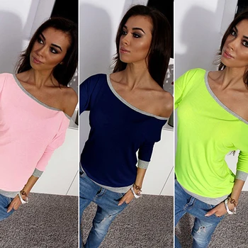 

Fashion Sexy Women Neck Off Shoulder Three Quarter Sleeve Shirt Top