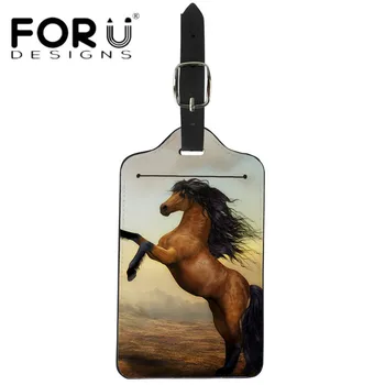 

FORUDESIGNS Cute 3D Animal Horse Boarding Tags Fashion PU Leather Travel Luggage Tag Women Waterproof Suitcase ID Address Holder