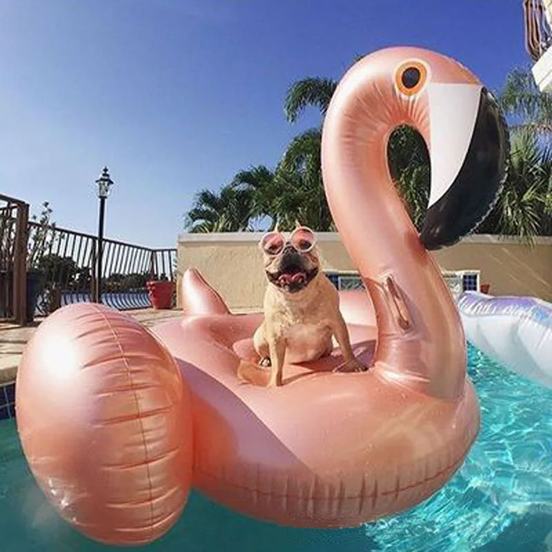 Rose Golden Flamingo Inflatable Pool Float Giant Circle Swimming Ring Pool Party Toys Water Mattres