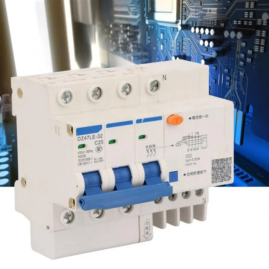 

DZ47LE-32 3P+N C20 RCBO Circuit Breaker With Leakage Overload and Short Circuit Protection 400V 20A