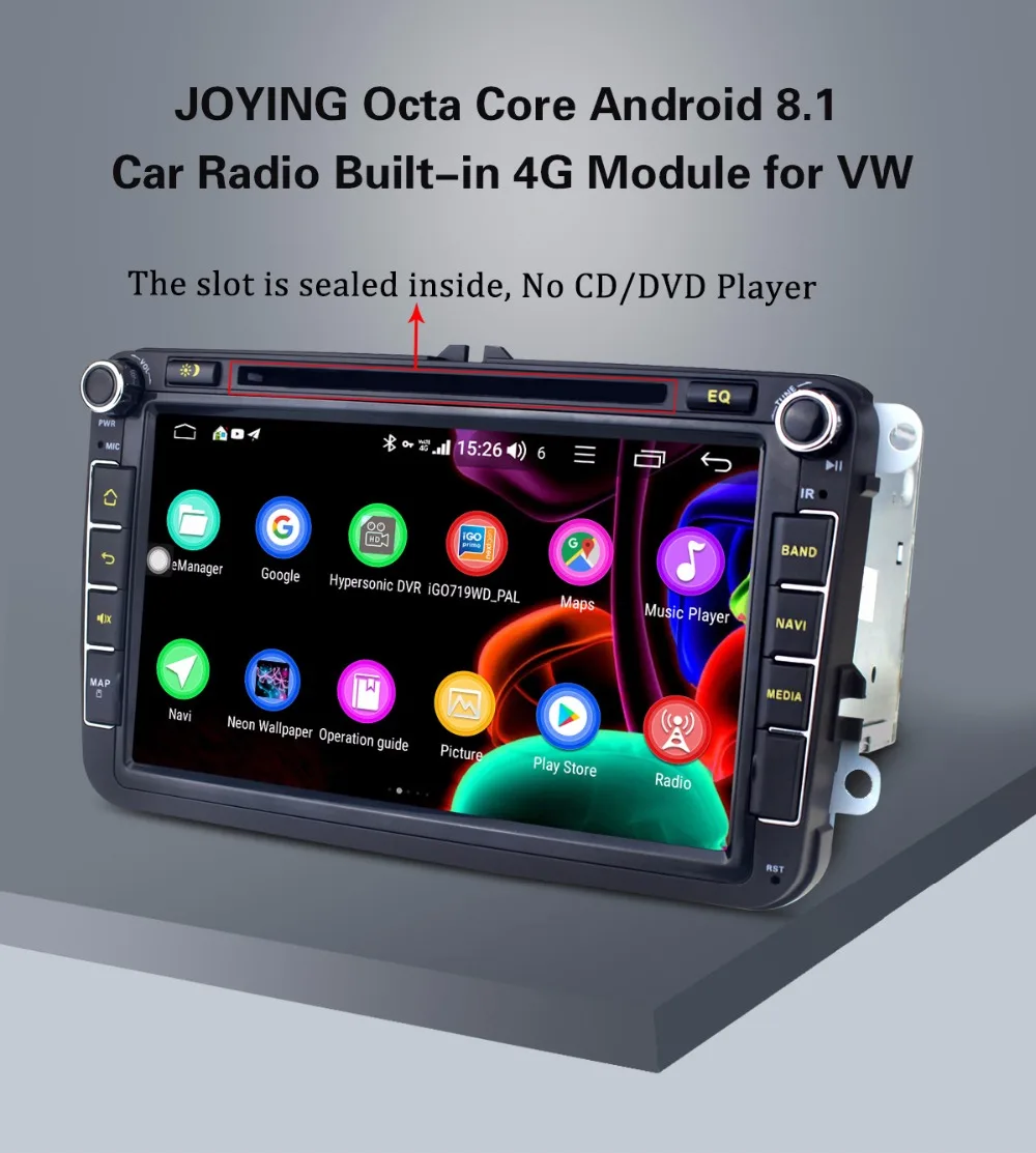Perfect JOYING Android 8.1 car radio player 2 din autoradio support 4G Octa Core 4GB+64GB for Volkswagen/Seat/Skoda DSP free camera 9