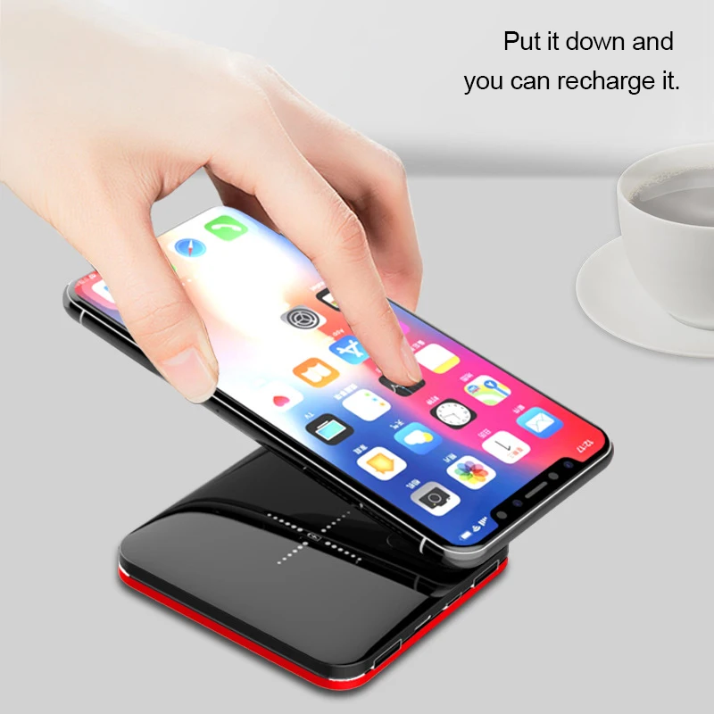 8000mAh Wireless Fast Charging Mini Power Bank For iPhone 8 Plus X Samsung Portable Charger batteri