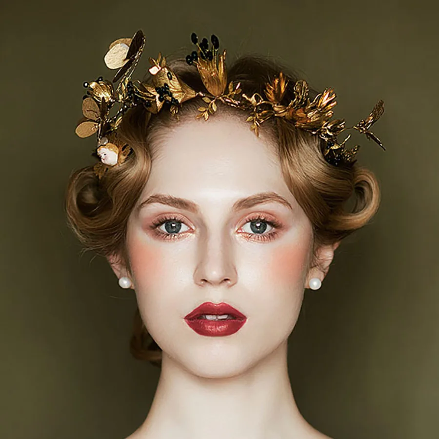 New Vintage Gold Tiara Headband Baroque Crown Crystal ...