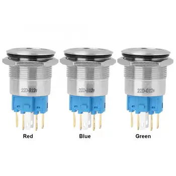 

button switch 20Pcs 22mm Automatic Reset Flat Ring Head with Light Stainless Steel Button Switch