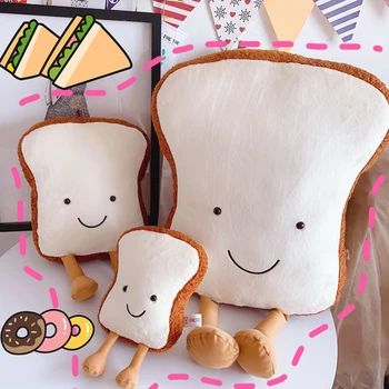 

Candice guo! cute plush toy kawaii smiling toast sliced bread soft stuffed doll cushion sofa pillow birthday Christmas gift 1pc