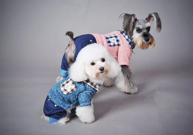 Теплые осень-зима собака одежда милые домашние одежда Жан Наборы для ухода за кожей с капюшоном в ковбойском стиле Костюмы для щенка Товары для собак