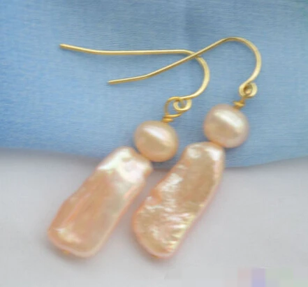 

FREE SHIPPING>>> free shipping 00197 pink dens biwa / round freshwater pearl dangle earring