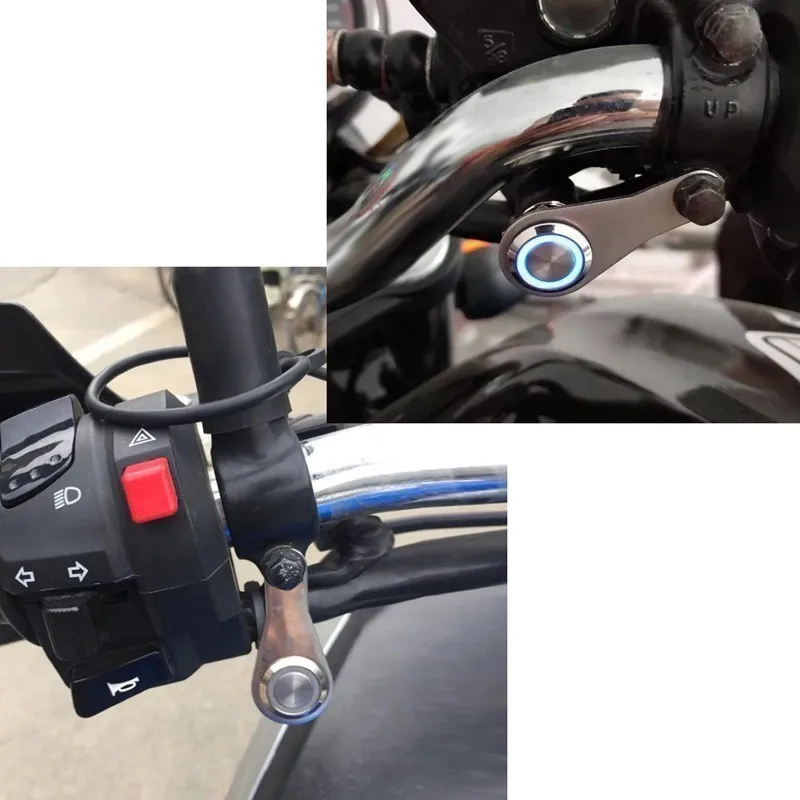 Светодиодный переключатель из нержавеющей стали для мотоцикла на руль с регулируемым креплением, водонепроницаемые переключатели с кнопкой, водонепроницаемые фары DC12V