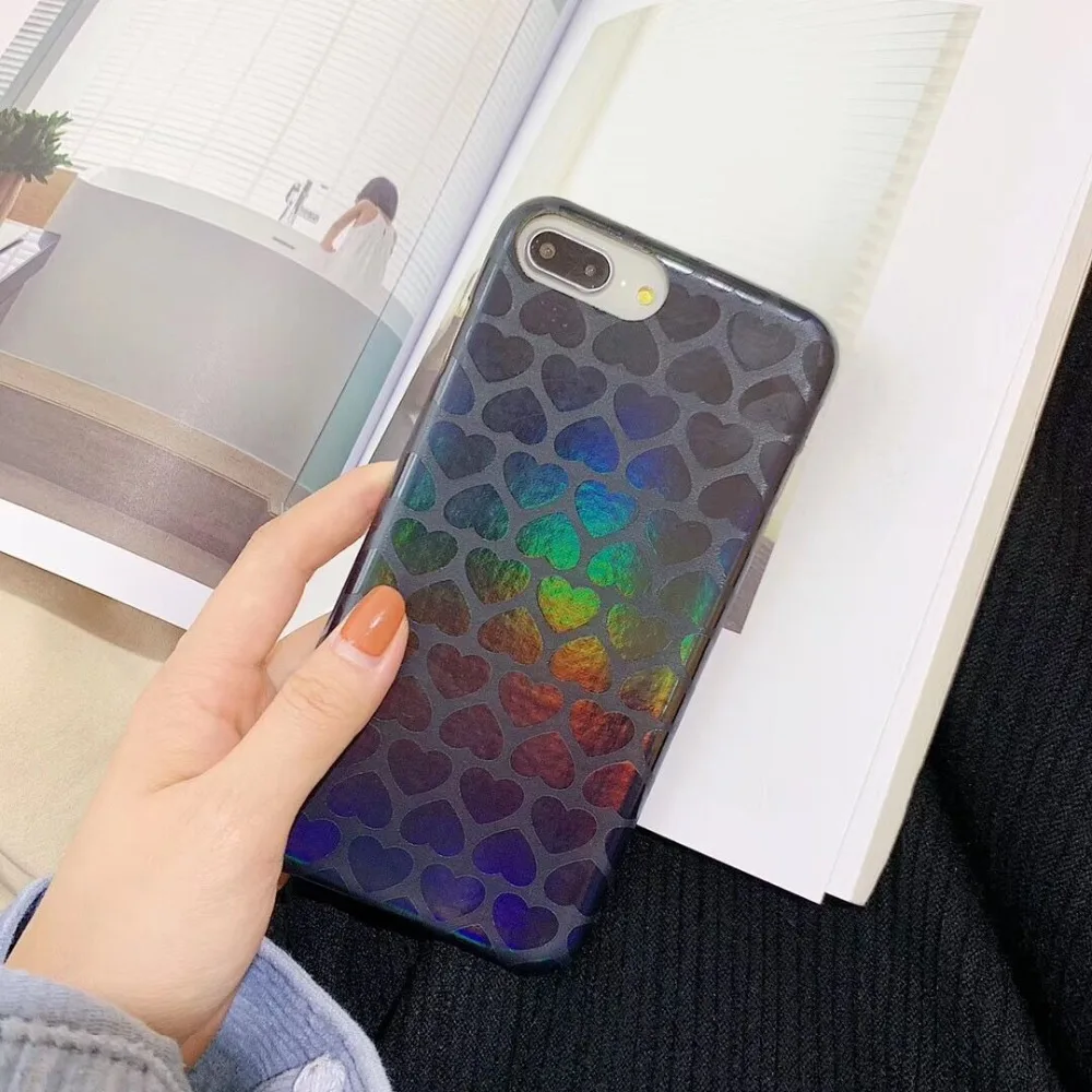 HUANQING Luxury laser love cell phone case For X XR XS Max fashion For iPhone 6 6S 7 7Plus 8 8Plus dream Protective Cover case09