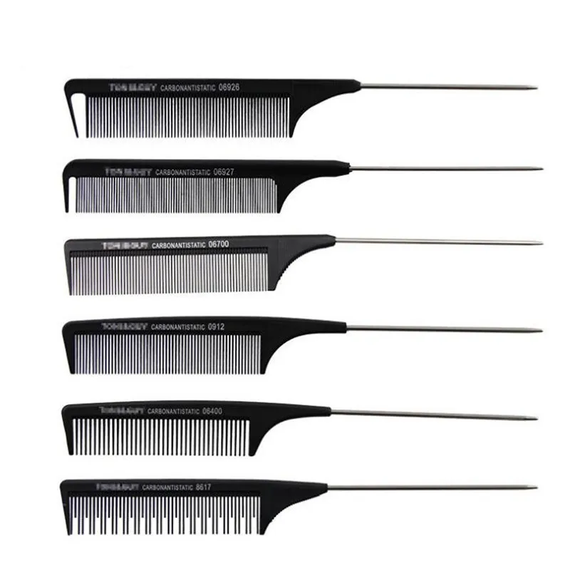

1 Pc New Professional Black Hard Carbon Cutting Comb Heat Resistant Salon Hair Trimmer Brushes Metal Pin Tail Antistatic Comb
