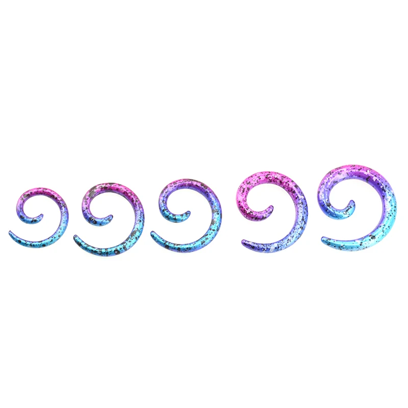 Body Punk Acrylic Blue Purple With Black Splatter Sprial Pincher Fake Piercing Jewelry Trendy Flesh Tunnel Body Feminino 2Pcs