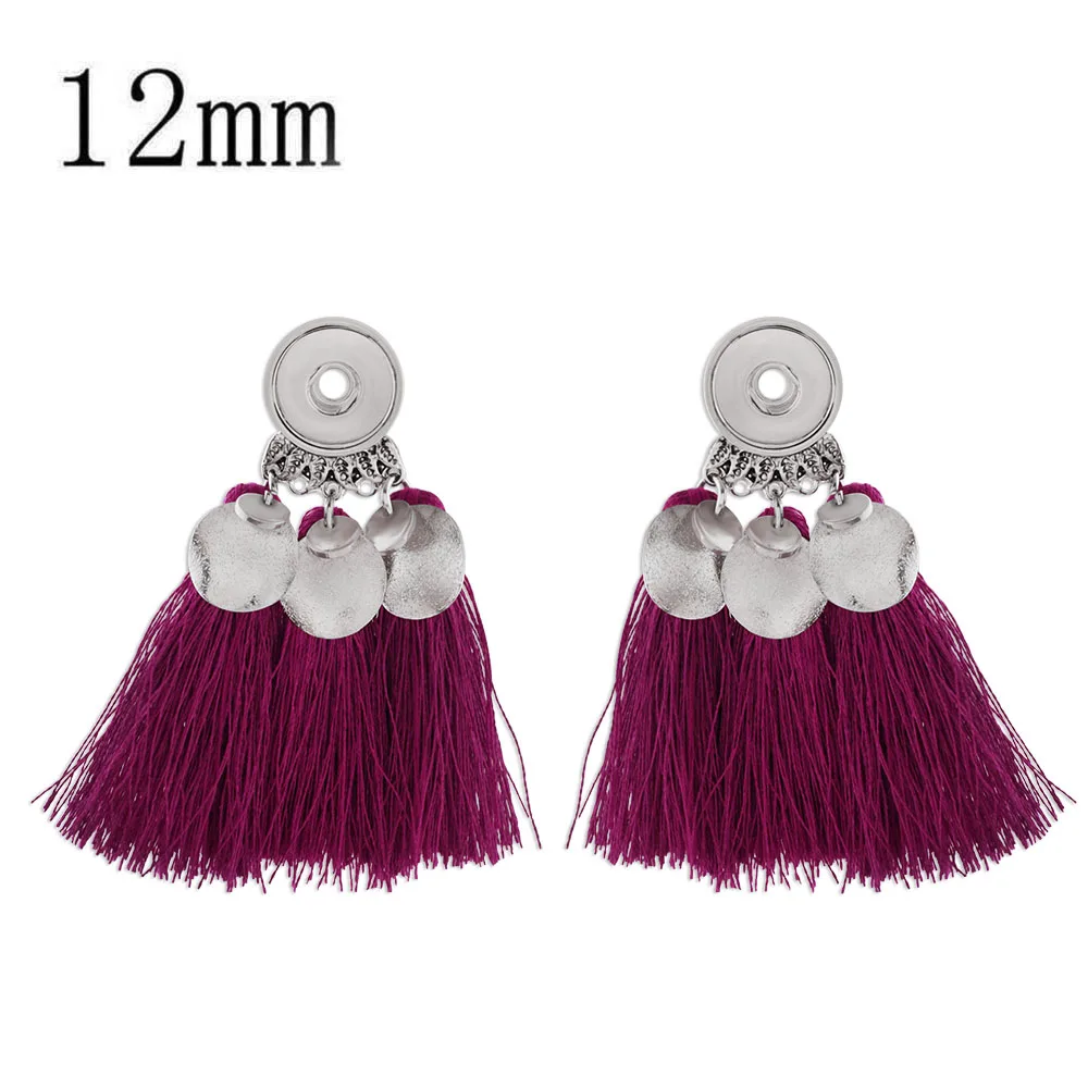 

Vintage Tassel Earrings Women Fashion Brand Jewelry Geometric Color Simple Dangle Drop Earrings fit 12mm Mini snap buttons
