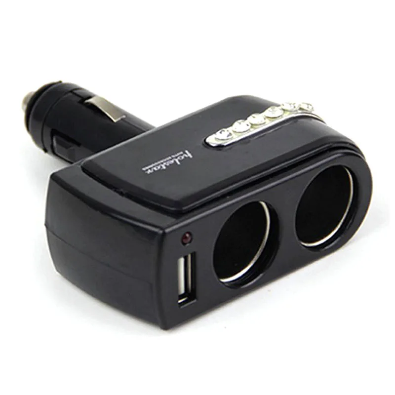 Dual Socket 2 Way USB Port Car Cigarette Lighter Charger Splitter DC