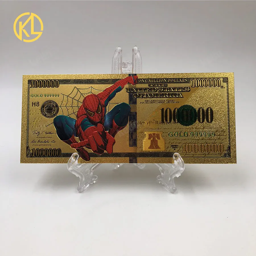 1 pc idéias de presente para crianças 1000000 dólar dos eua colorido ouro cédula banhado a ouro nota nota de dinheiro americano tamanho original