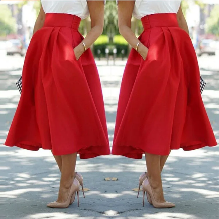 Плюс Размеры женская одежда Демисезонный модные, пикантные Bodycon Для женщин Saias классическая юбка Высокая талия юбка красные, черные хлопок