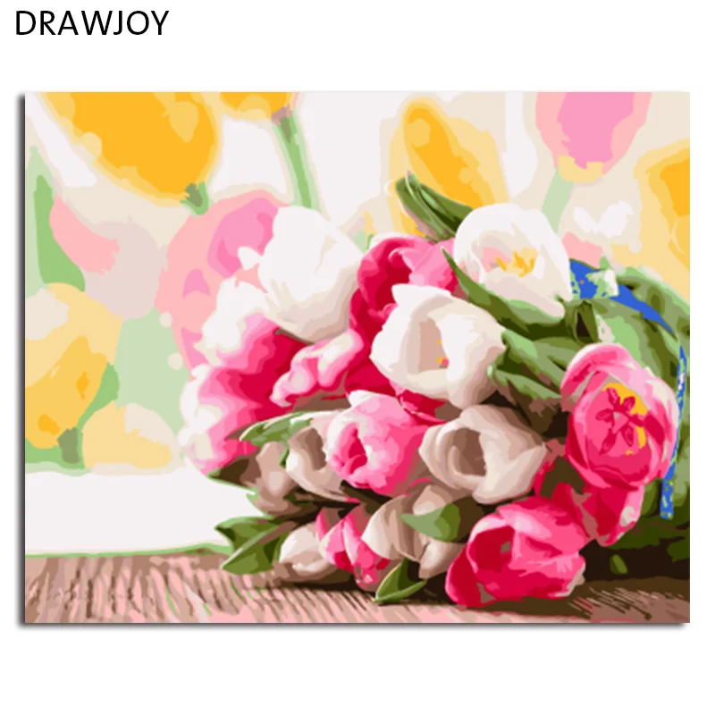 

DRAWJOY Framed Oil Paint DIY Painting By Numbers Coloring By Numbers Of Flower Home Decoration 40*50cm