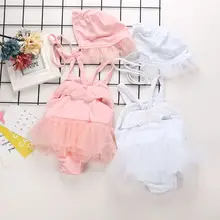 Летние Детские бикини для девочек, милые крылья ангела, одежда для купания, милый детский купальный костюм принцессы из двух предметов с шапкой для купания, От 0 до 2 лет