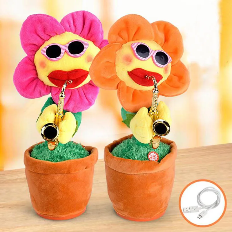 

Electric sun enchanting flower singing and dancing saxophone simulation sunflower plush toys