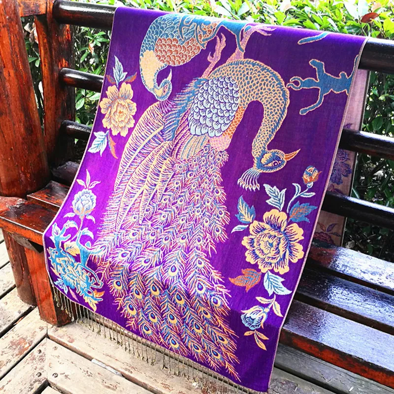 

National style shawl Fashion New Autumn Winter Long peacock Shawl Scarf Women Scarf Pashmina Female Scarf Tassels Women Wraps
