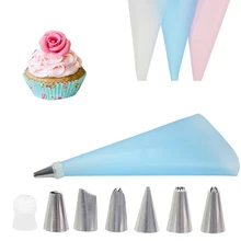 8 шт./компл. силиконовый кондитерский мешок советы Кухня DIY обледенение трубопроводов крем многоразовый кондитерский сумки+ 6 сопла набор Инструменты для украшения торта