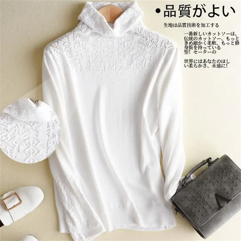 Women Knitted Sweaters Pullovers Turtleneck Long Sleeve Solid Color Sweater Women
