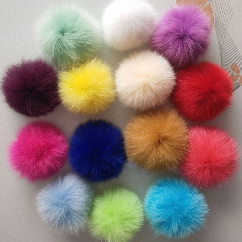 9 см натуральный мех лисы помпон пушистый DIY зимняя шапка Skullies Beanies вязаная