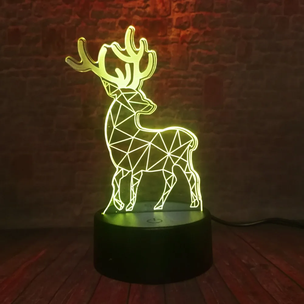 Красочный милый 3D Рождественский олень Иллюзия спальня офис домашний стол настольная лампа Декор Детские ночные светильники праздничные подарки