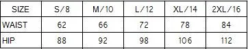 SIZE CHART SK409 21JUL