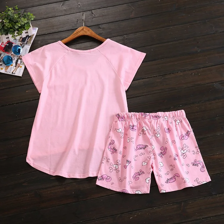 2017 summer short sleeve lady cute cotton shorts pajamas suit cotton European version of the home set (2)