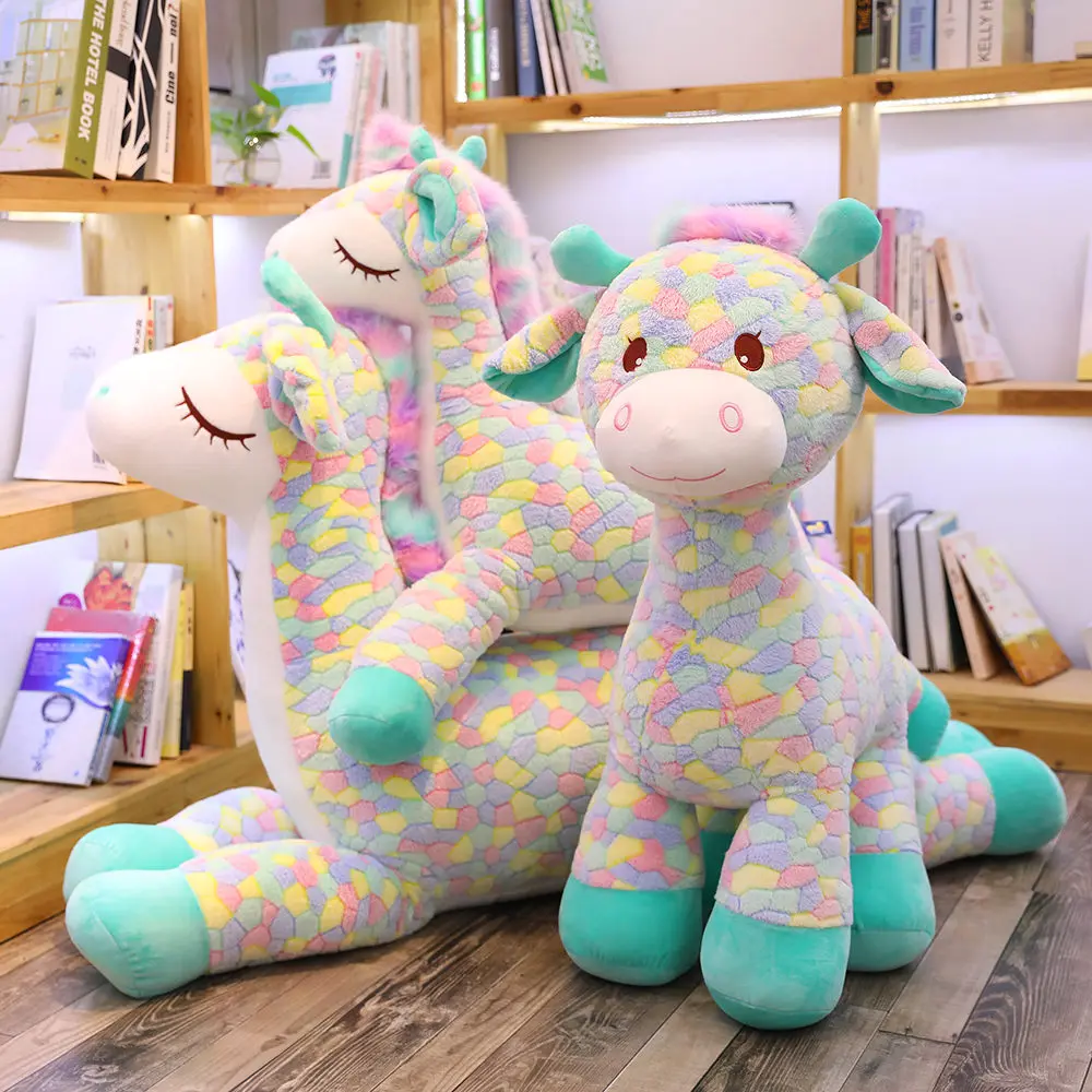 30-90 см милый красочный олень, плюшевые игрушки мультфильм животных Кукольный Жираф мягкие куклы для детей детские подарки на день рождения