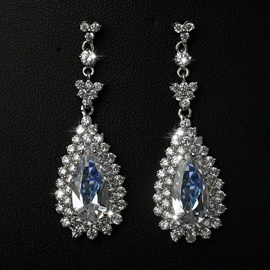 

New Style Luxury Gold Color Shine Zirconia Wedding Drop Earrings For Women Fashion Jewelry
