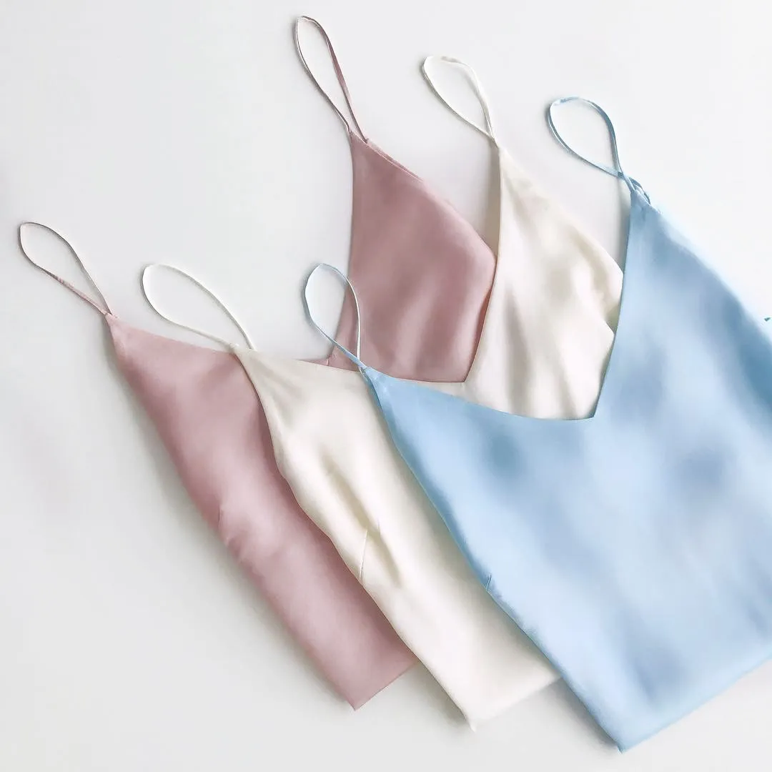 

2019 Plus Size Women Solid Camis Camisole Sexy Sleeveless V Neck Top Tank Ladies Loose Stain Silk Vest