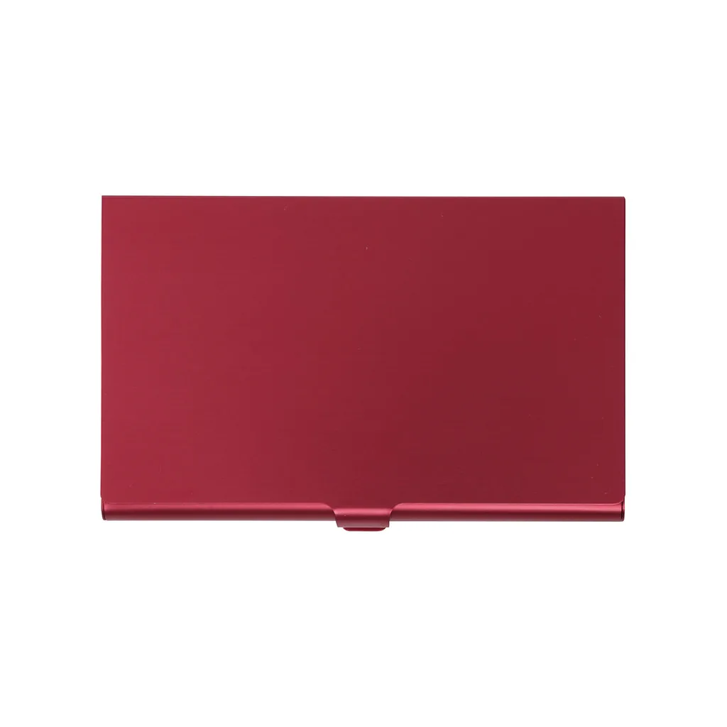 Креативный металлический кожаный чехол с держателем для ID кредитных карт, бизнес чехол для карт, кошелек, сплошной цвет, уникальный дизайн - Цвет: Красный