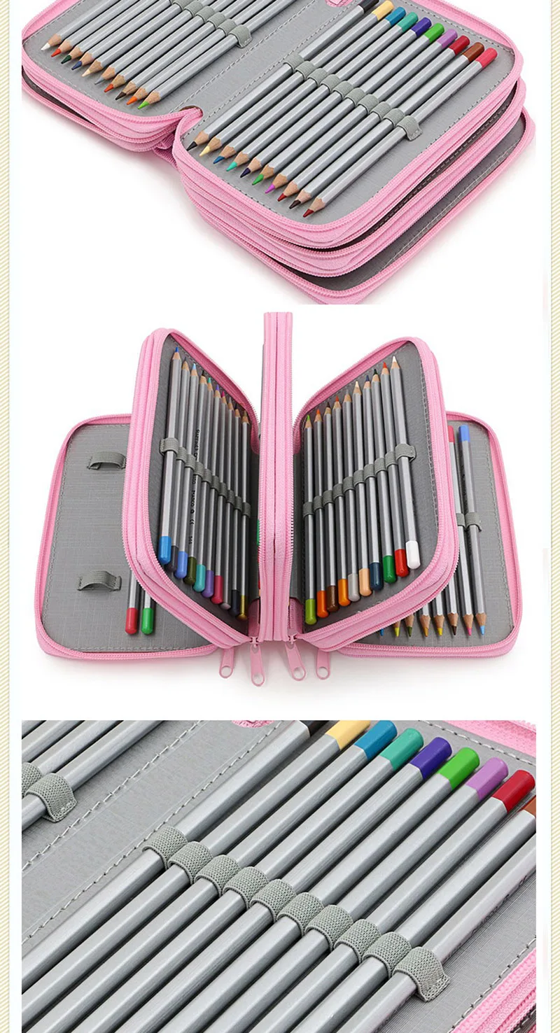 Cute Kawaii Penalties School Pencil Case 36/48/72 Holes Penal Pencilcase 3/4 Layers Multifunction Large Pen Box Stationery Pouch