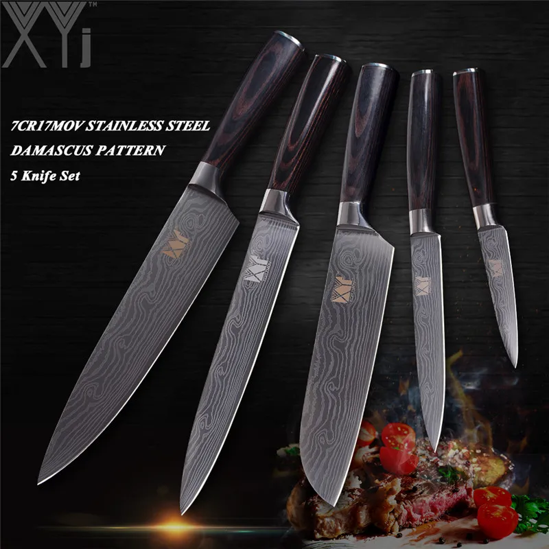 

XYj Stainless Steel Kitchen Knive Set Pattern Sharp Blade Cooking Knife Set Chef Sushi Sashimi Slicer Knife Japanese Style Knife