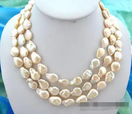 

Free Shipping >> 3row 20" 18mm baroque baby pink freshwater pearl necklace