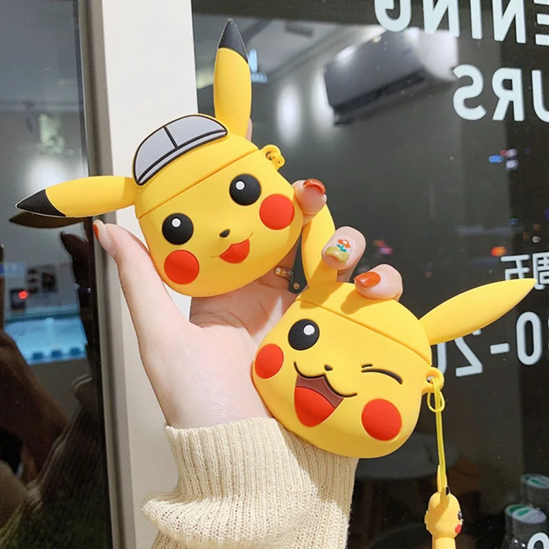 Pokemon Pikachu беспроводные bluetooth наушники чехол для Apple AirPods силиконовые наушники Чехлы для Airpods2 защитный чехол