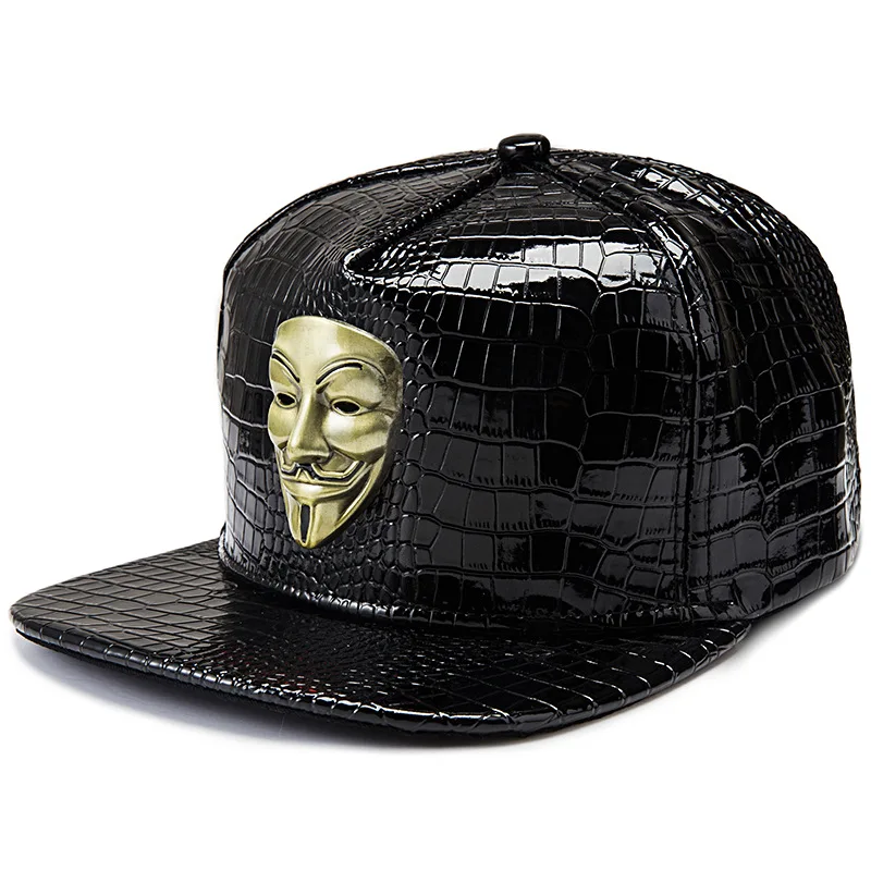 Золотые шляпы из искусственной кожи в стиле хип-хоп с бриллиантами и крокодиловой текстурой, бейсболки V для Vendetta, мужские и женские модные Маскарадная маска - Цвет: 003