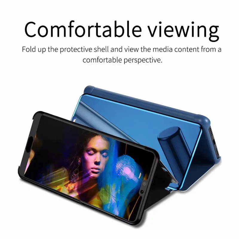  For Samsung Note10 Plus Case Plating Mirror Flip Leather Stand Smart View Cover Case For Samsung A8