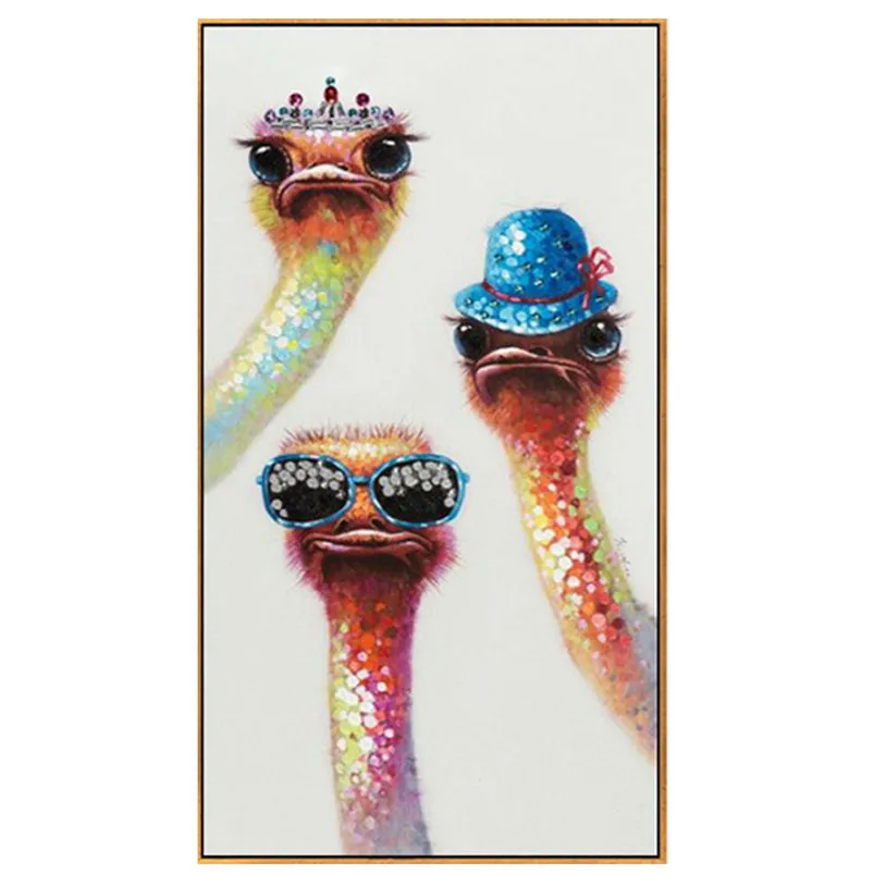 Handgemalte Moderne Kunst Tier Olgemalde Coole Lustige Vogel Olgemalde Strauss Wand Bild Fur Wohnzimmer Einzigartiges Geschenk Picture For Living Room Wall Pictureshand Painted Aliexpress