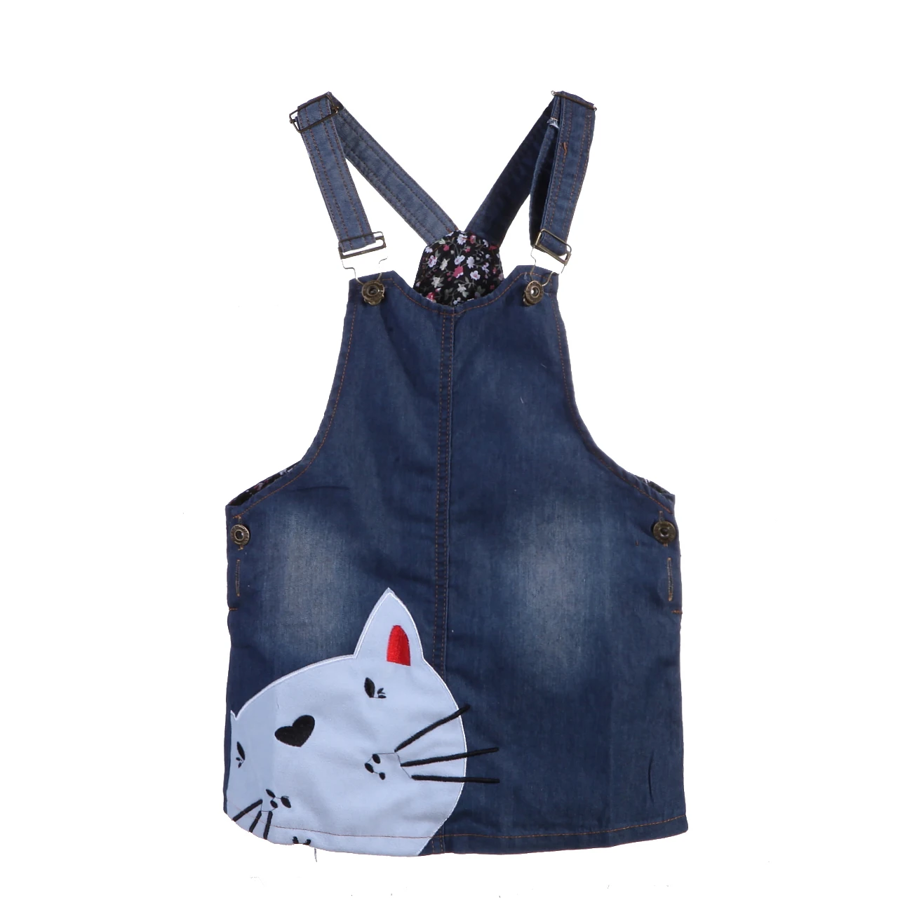 

USA Stock Cute Cat Baby Girls Toddler Denim Jeans Overalls Dress Clothes