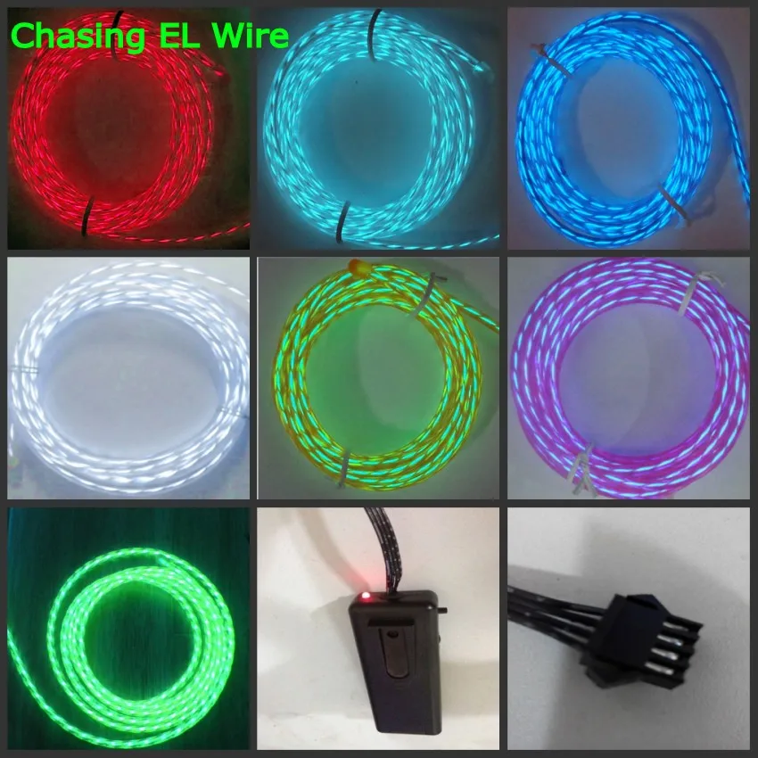 

CHASING EL Wire 3V Battery Powered Flexible led Neon Sign Light strip Tube Rope Car Party Clothing Wedding + controller 1m/3m/5M