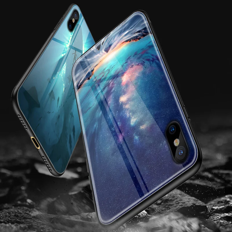 Новый Для iphone XS мобильный чехол для телефона закаленное стекло Жесткий Чехол
